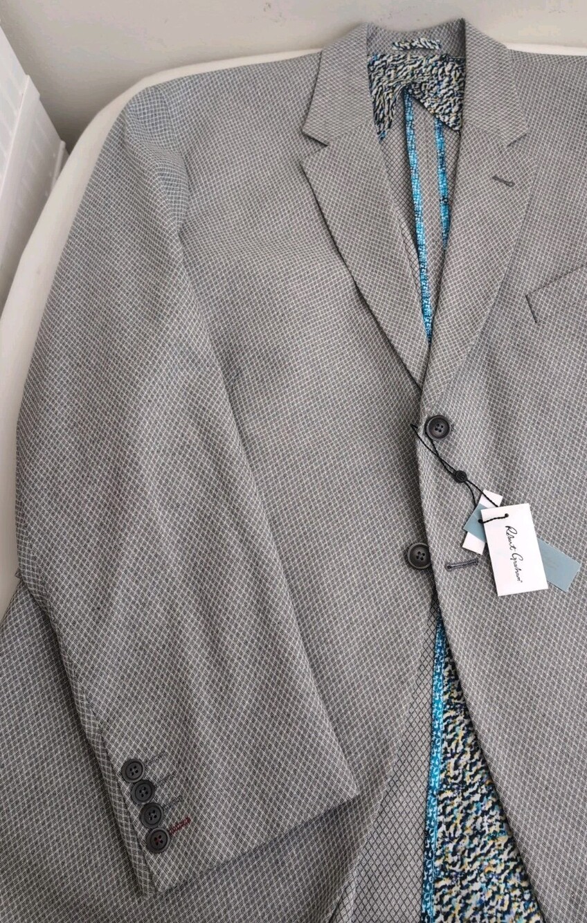 Robert Graham Mens Unstructured Tailored Fit 2Btn Cotton Linen Sport Coat Sz 50L